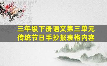 三年级下册语文第三单元传统节日手抄报表格内容