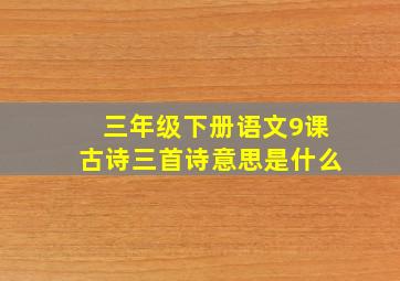 三年级下册语文9课古诗三首诗意思是什么