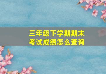 三年级下学期期末考试成绩怎么查询