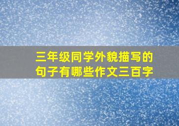 三年级同学外貌描写的句子有哪些作文三百字