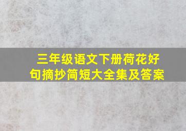 三年级语文下册荷花好句摘抄简短大全集及答案