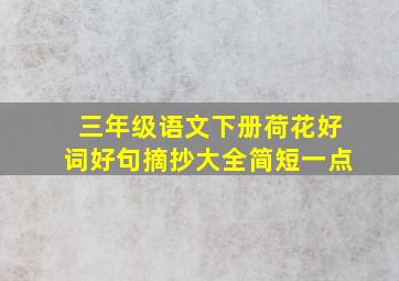 三年级语文下册荷花好词好句摘抄大全简短一点