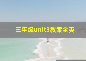 三年级unit3教案全英