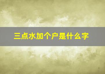 三点水加个户是什么字