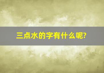 三点水的字有什么呢?