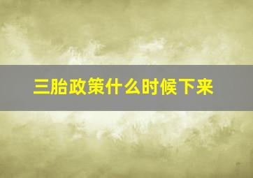 三胎政策什么时候下来