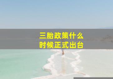 三胎政策什么时候正式出台