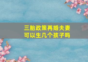 三胎政策再婚夫妻可以生几个孩子吗