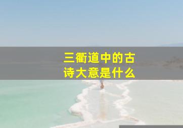 三衢道中的古诗大意是什么