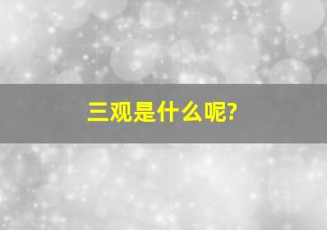 三观是什么呢?