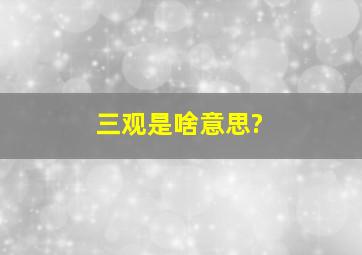 三观是啥意思?