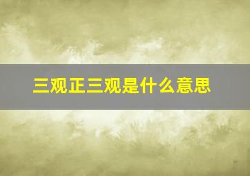 三观正三观是什么意思