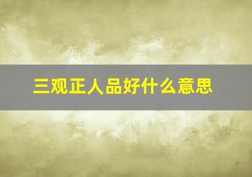 三观正人品好什么意思