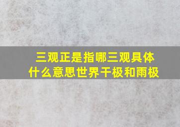 三观正是指哪三观具体什么意思世界干极和雨极