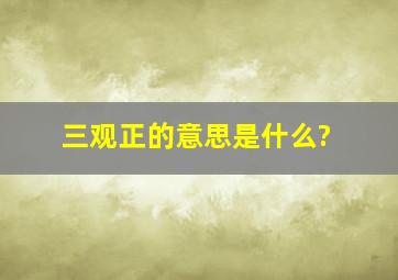 三观正的意思是什么?