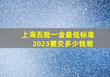 上海五险一金最低标准2023要交多少钱呢