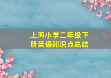 上海小学二年级下册英语知识点总结