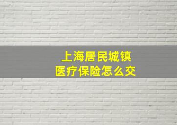 上海居民城镇医疗保险怎么交