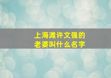 上海滩许文强的老婆叫什么名字