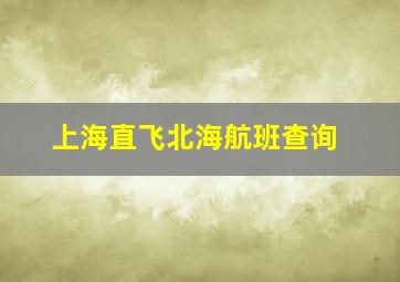 上海直飞北海航班查询