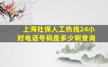 上海社保人工热线24小时电话号码是多少啊查询