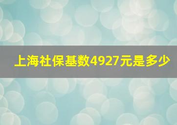 上海社保基数4927元是多少