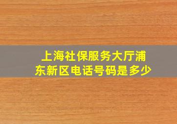 上海社保服务大厅浦东新区电话号码是多少