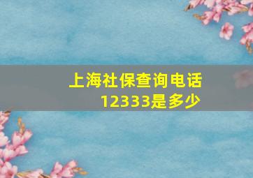 上海社保查询电话12333是多少