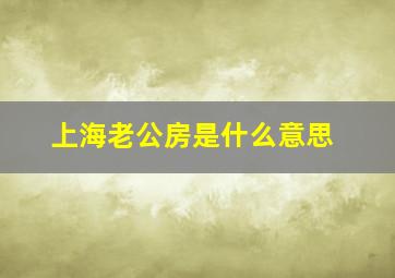 上海老公房是什么意思