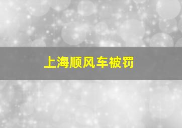 上海顺风车被罚