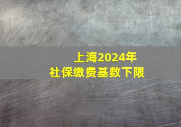 上海2024年社保缴费基数下限