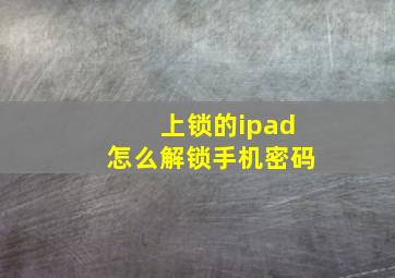 上锁的ipad怎么解锁手机密码