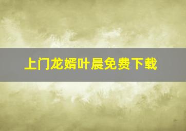 上门龙婿叶晨免费下载