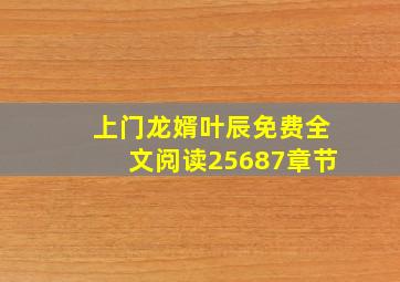 上门龙婿叶辰免费全文阅读25687章节