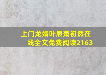 上门龙婿叶辰萧初然在线全文免费阅读2163