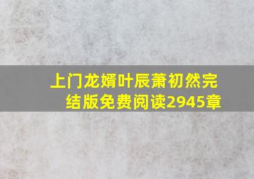 上门龙婿叶辰萧初然完结版免费阅读2945章