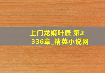 上门龙婿叶辰 第2336章_精英小说网