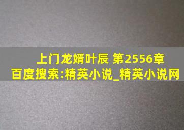 上门龙婿叶辰 第2556章 百度搜索:精英小说_精英小说网