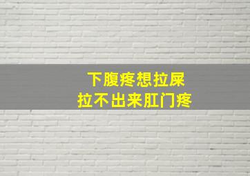 下腹疼想拉屎拉不出来肛门疼