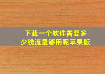 下载一个软件需要多少钱流量够用呢苹果版