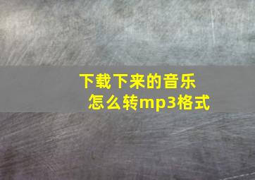 下载下来的音乐怎么转mp3格式