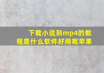 下载小说到mp4的教程是什么软件好用呢苹果