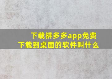 下载拼多多app免费下载到桌面的软件叫什么