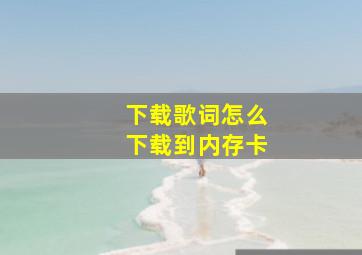 下载歌词怎么下载到内存卡