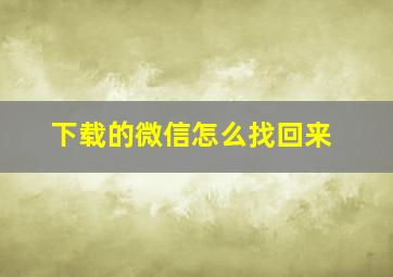 下载的微信怎么找回来