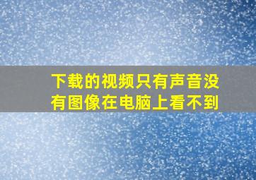 下载的视频只有声音没有图像在电脑上看不到