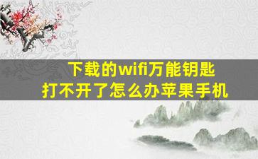 下载的wifi万能钥匙打不开了怎么办苹果手机