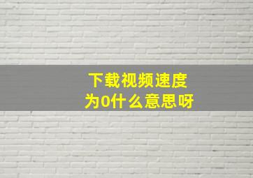 下载视频速度为0什么意思呀