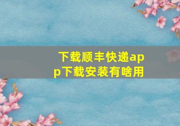 下载顺丰快递app下载安装有啥用