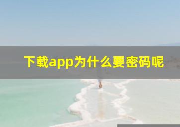 下载app为什么要密码呢